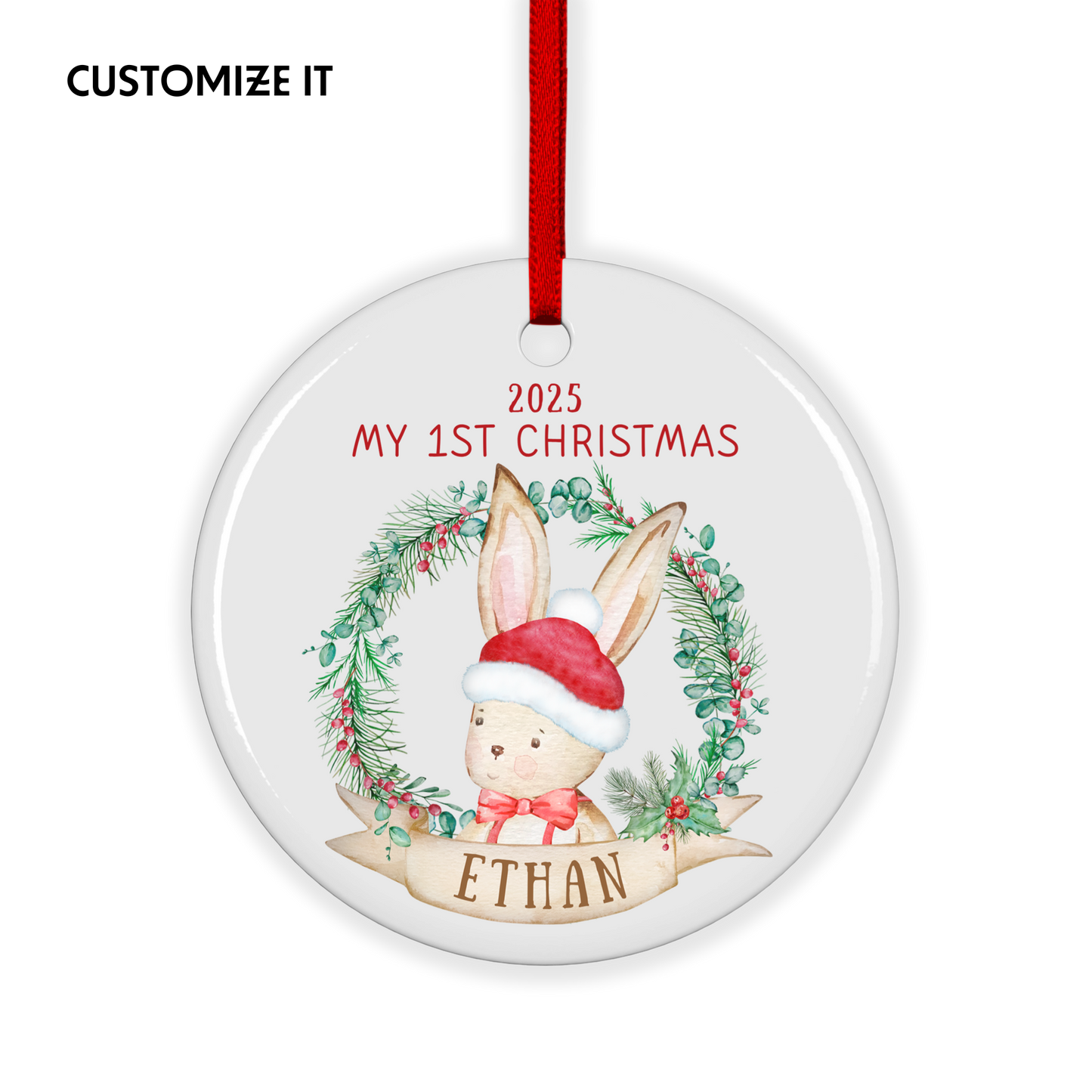 CUSTOM My First Christmas Ceramic Christmas Ornament
