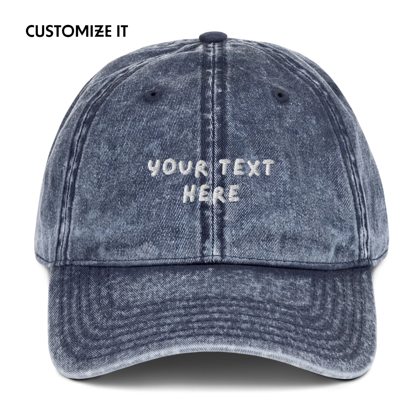 CUSTOM Your Text Playful Embroidered Vintage Cap