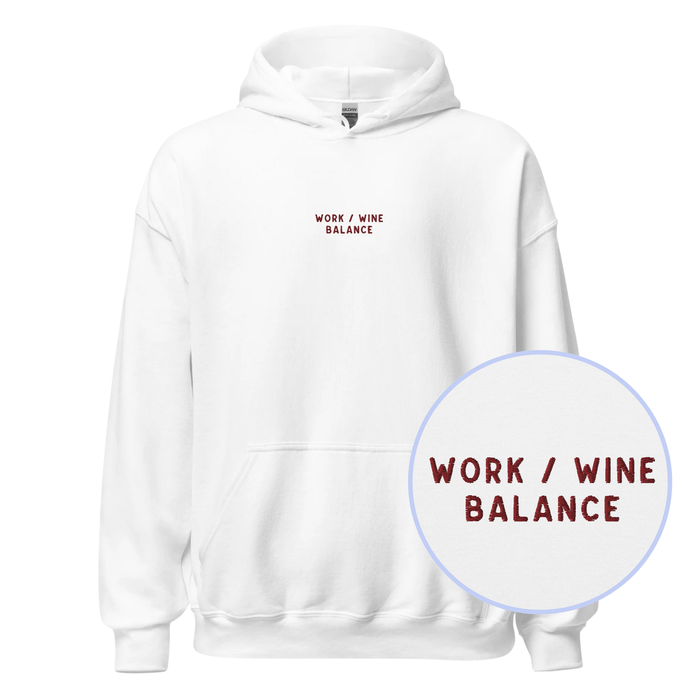 Work / Wine Balance Embroidered Hoodie