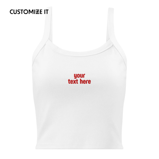 CUSTOM Your Red Text Rib Embroidered Tank Top