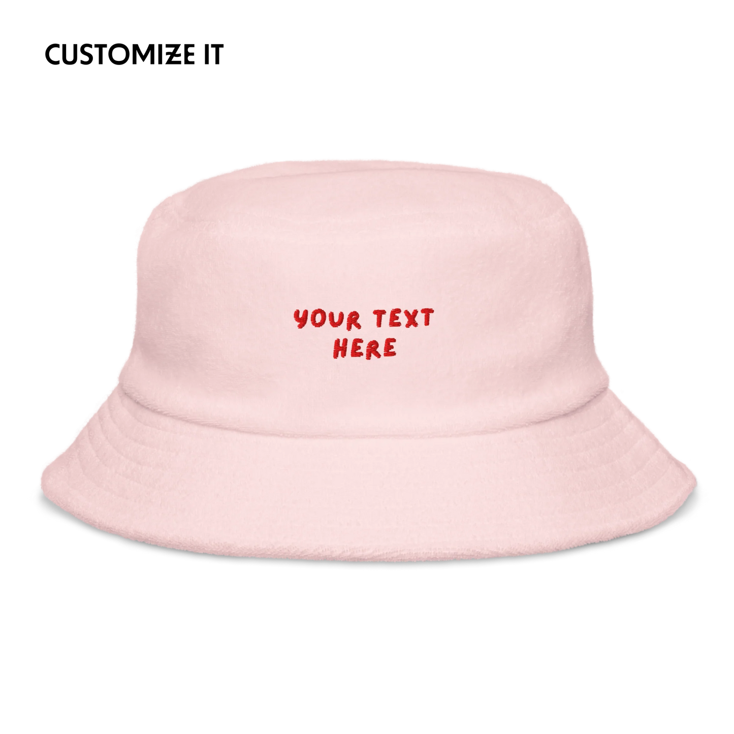 CUSTOM Your Text Playful Embroidered Terry Bucket Hat