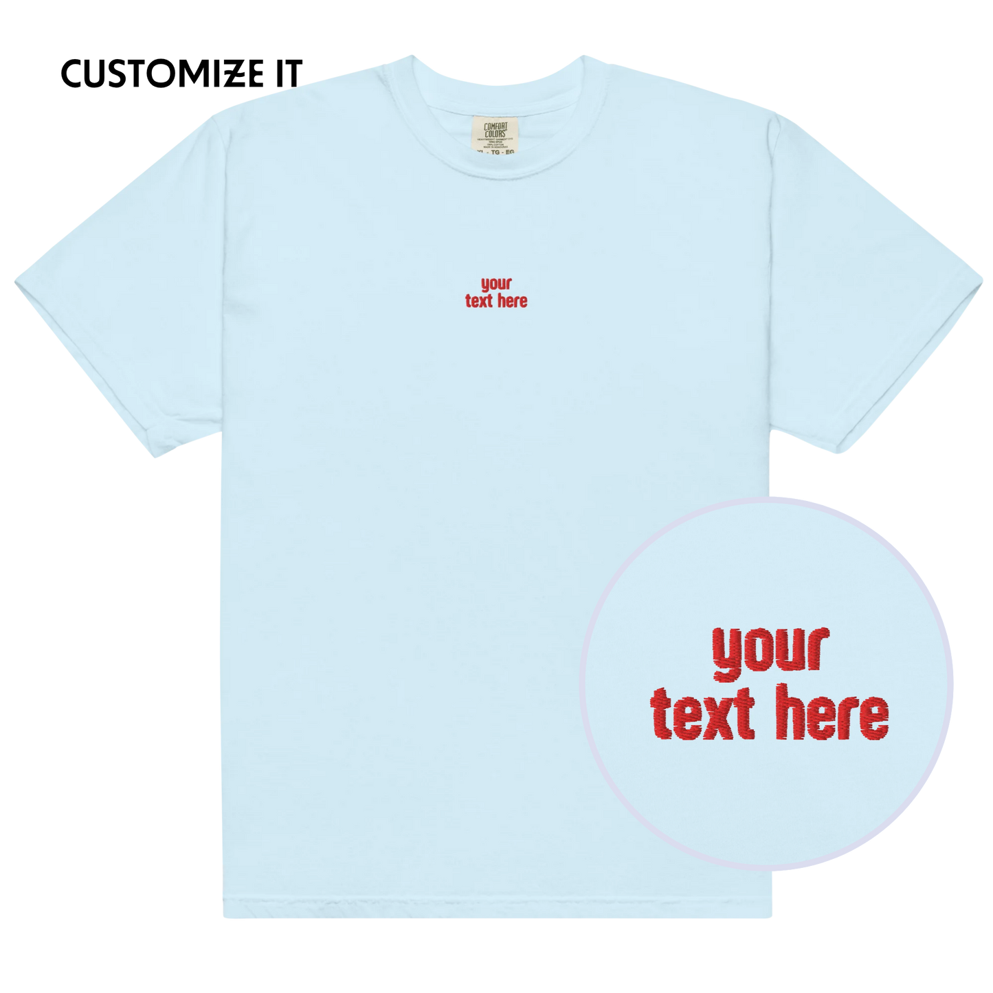 CUSTOM Your Red Text Embroidered Premium T-Shirt