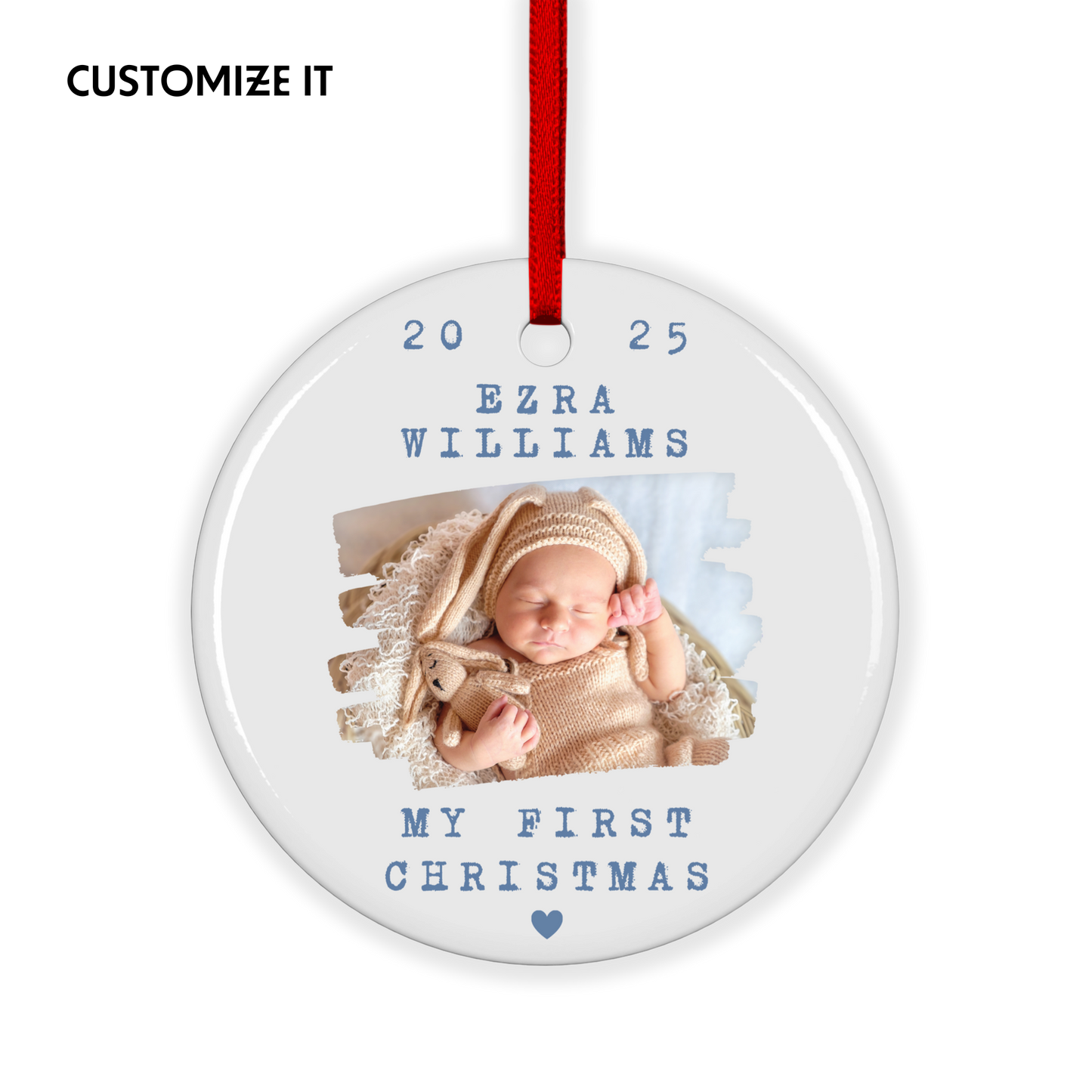 CUSTOM PHOTO My First Christmas Ceramic Ornament