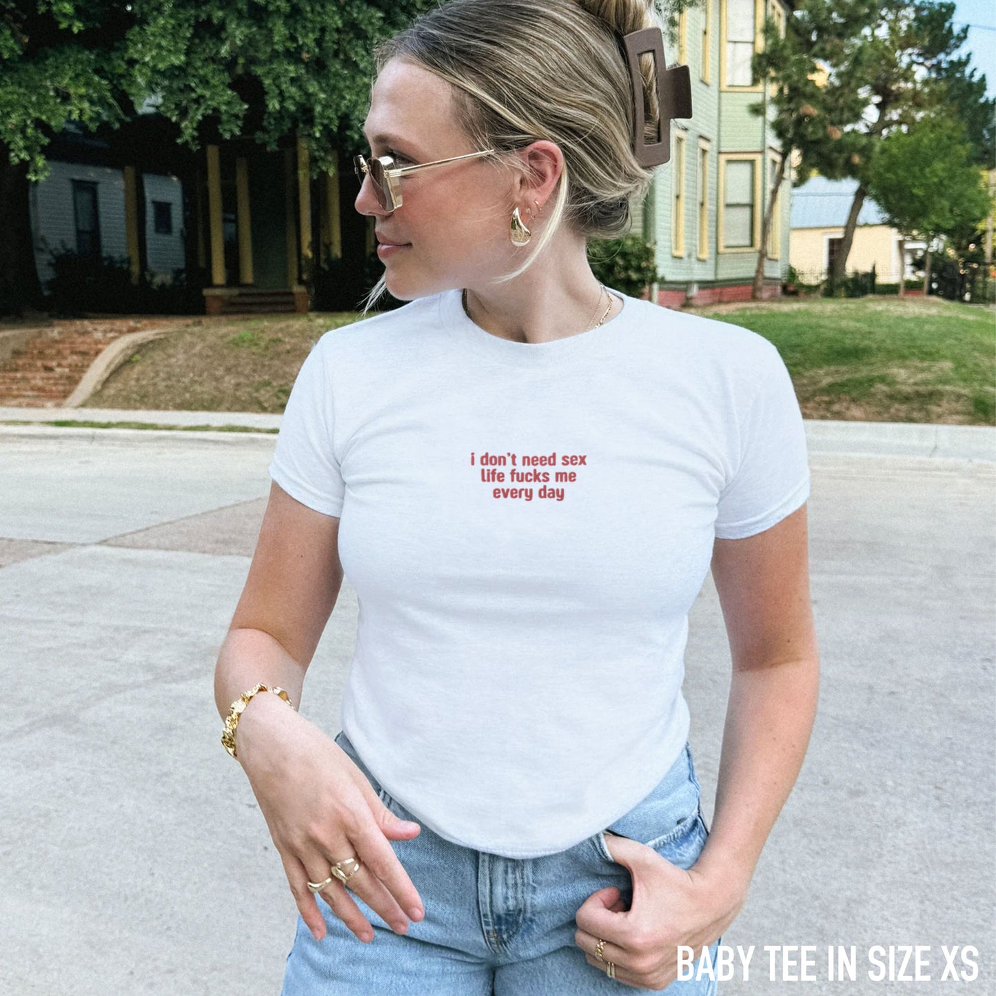 I Don't Need Sex Embroidered Baby Tee