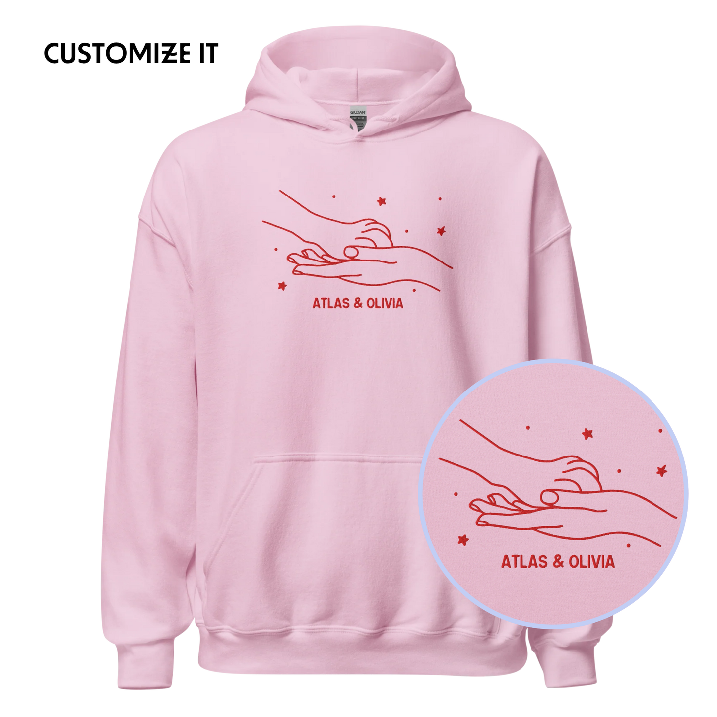 CUSTOM Dog & Owner Paw Hand Embroidered Hoodie