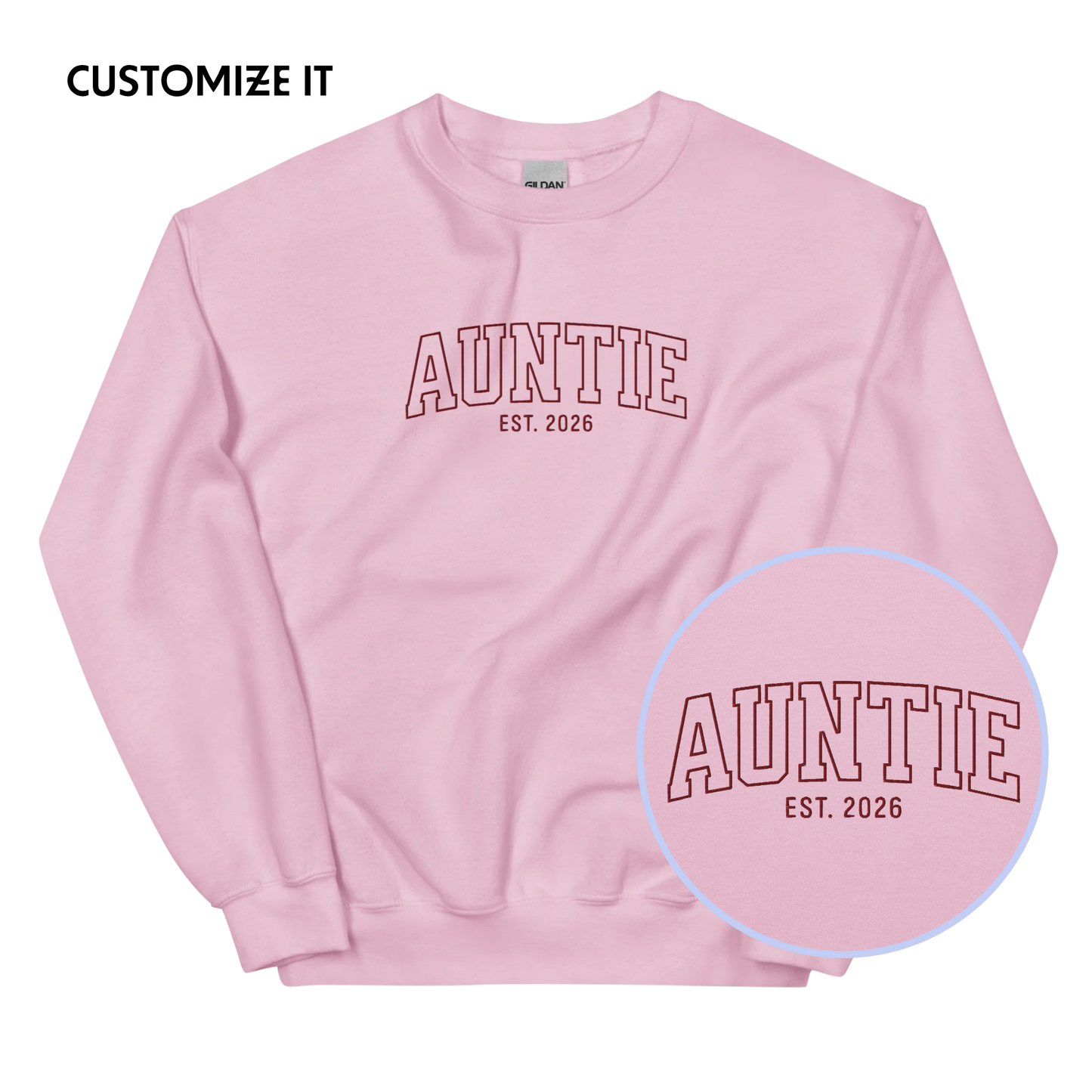 CUSTOM YEAR Auntie Varsity Embroidered Sweatshirt