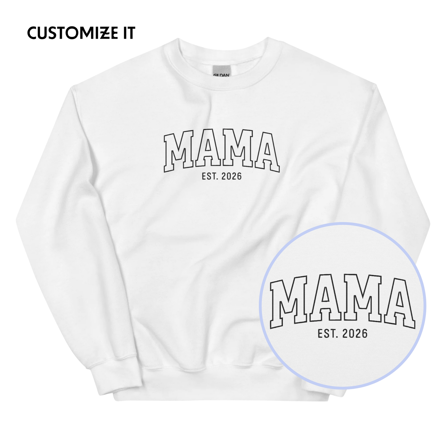 CUSTOM YEAR Mama Varsity Embroidered Sweatshirt