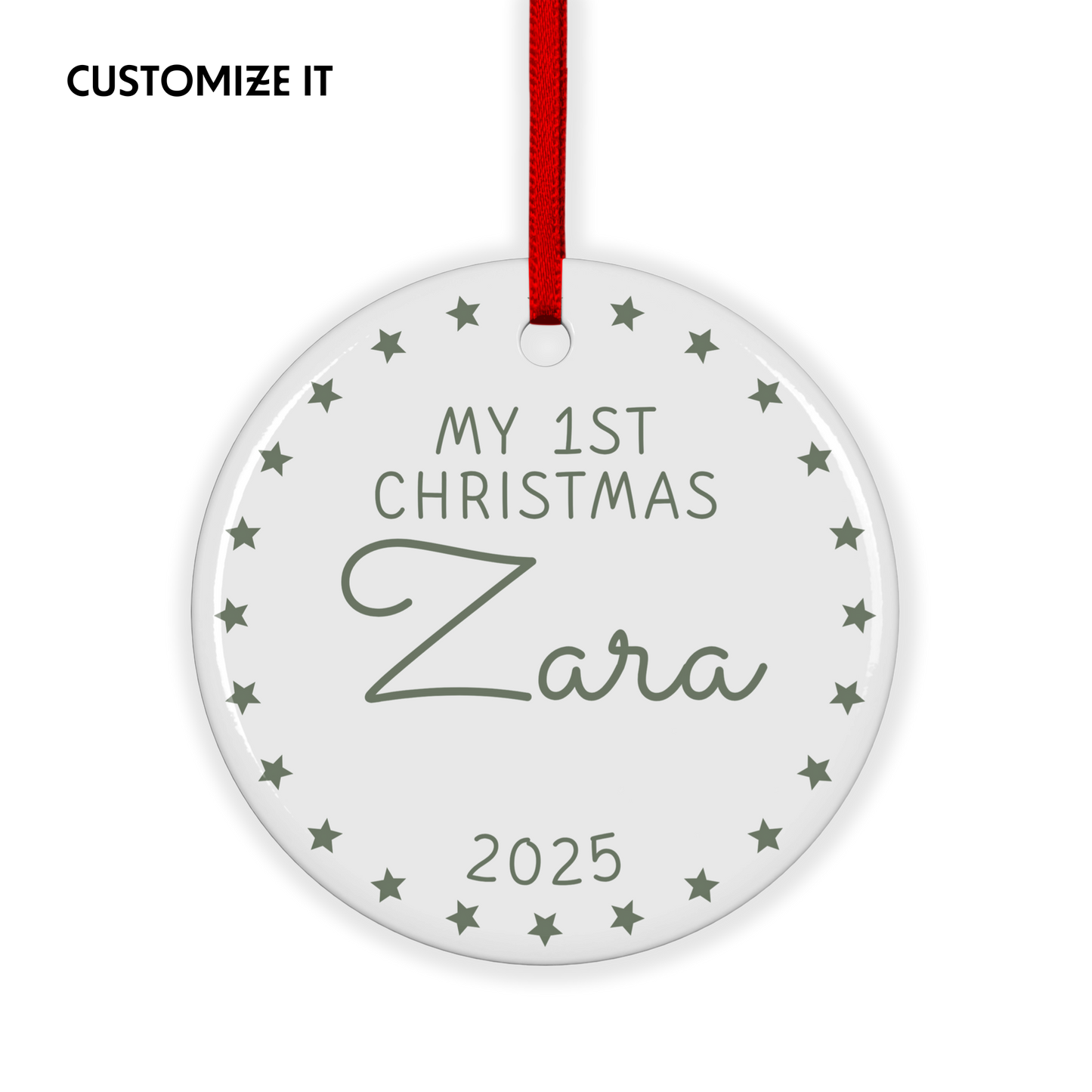 CUSTOM My First Christmas Ceramic Ornament