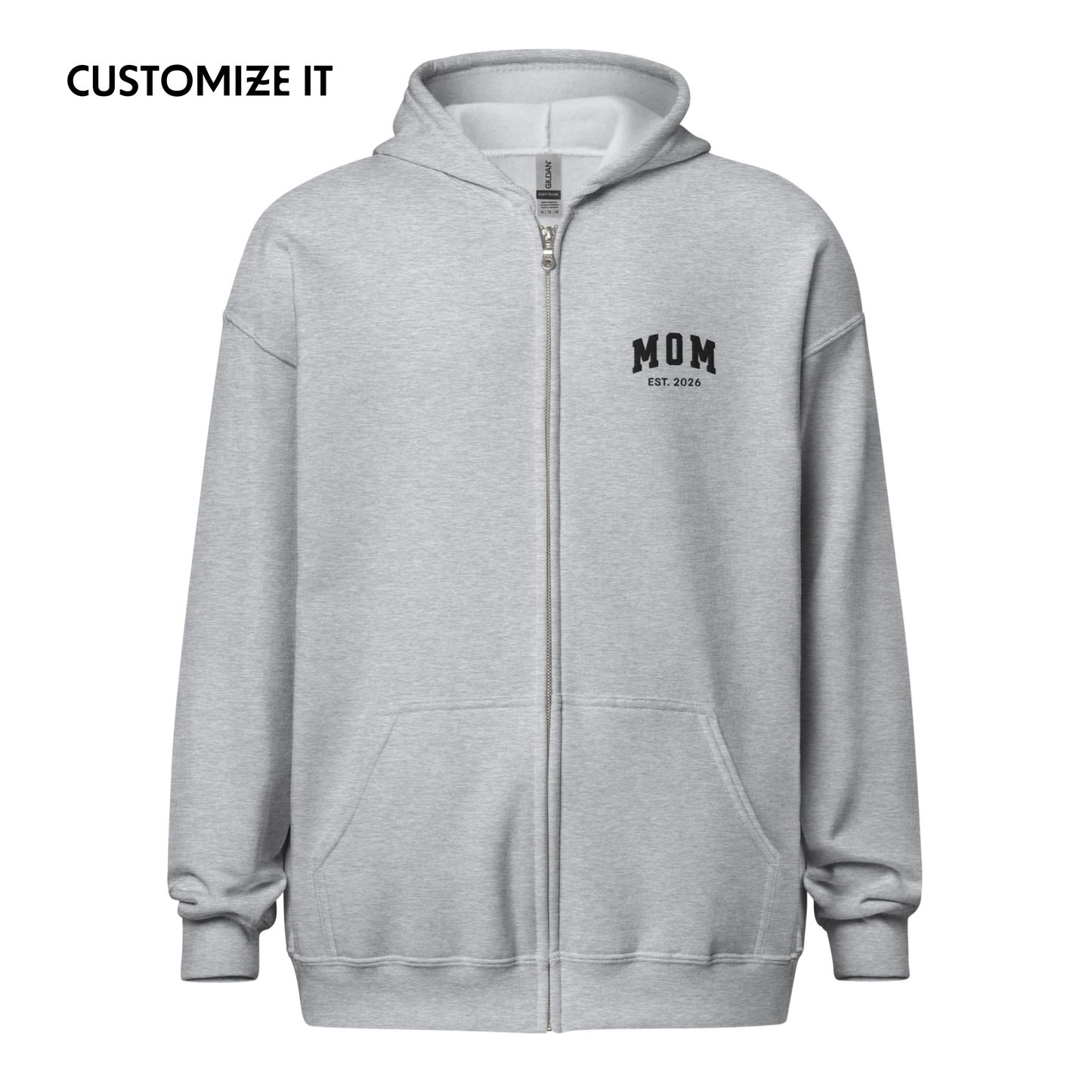 CUSTOM YEAR Mom To Be Embroidered Zip-Up Hoodie