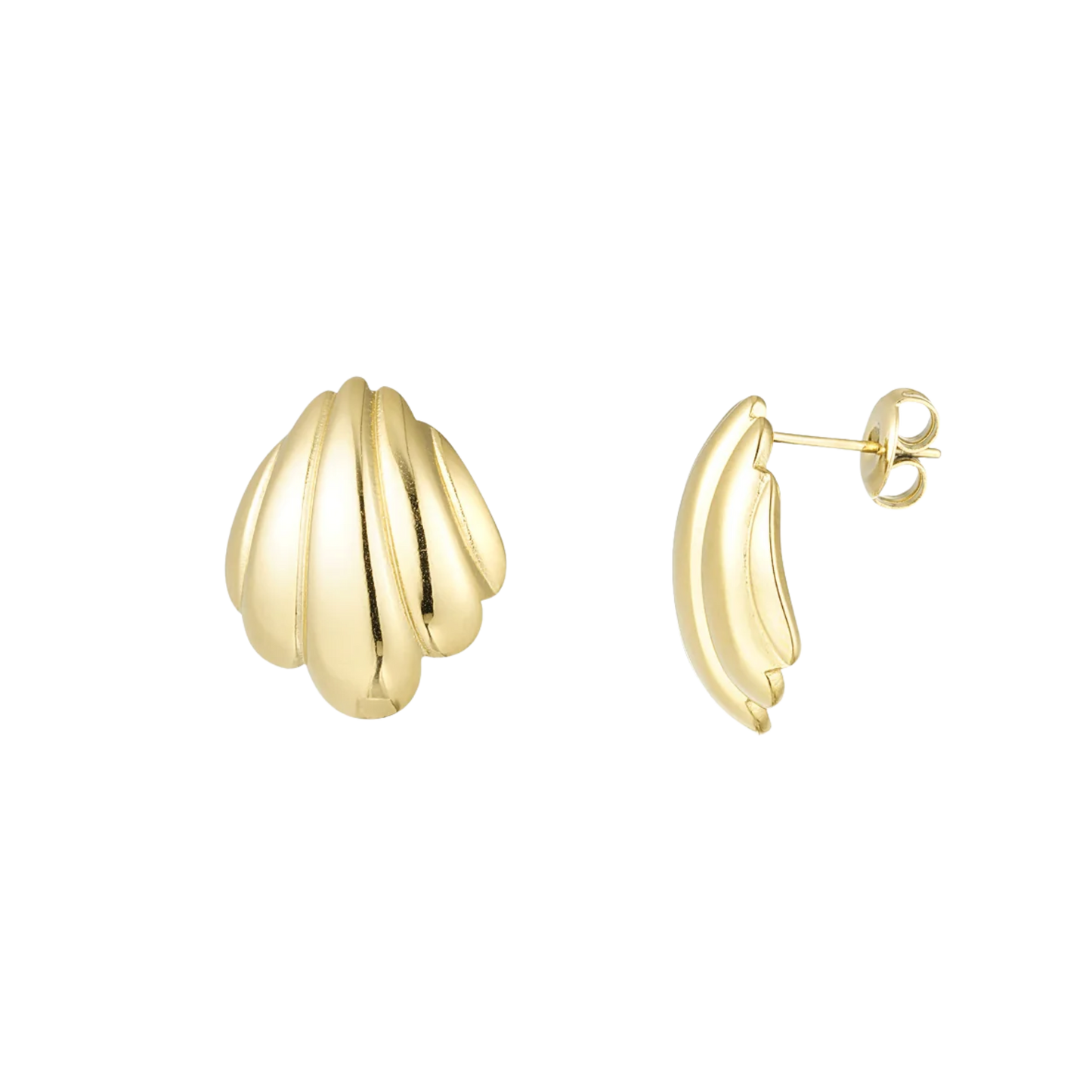 Mini Ridged Shell Stud Earrings