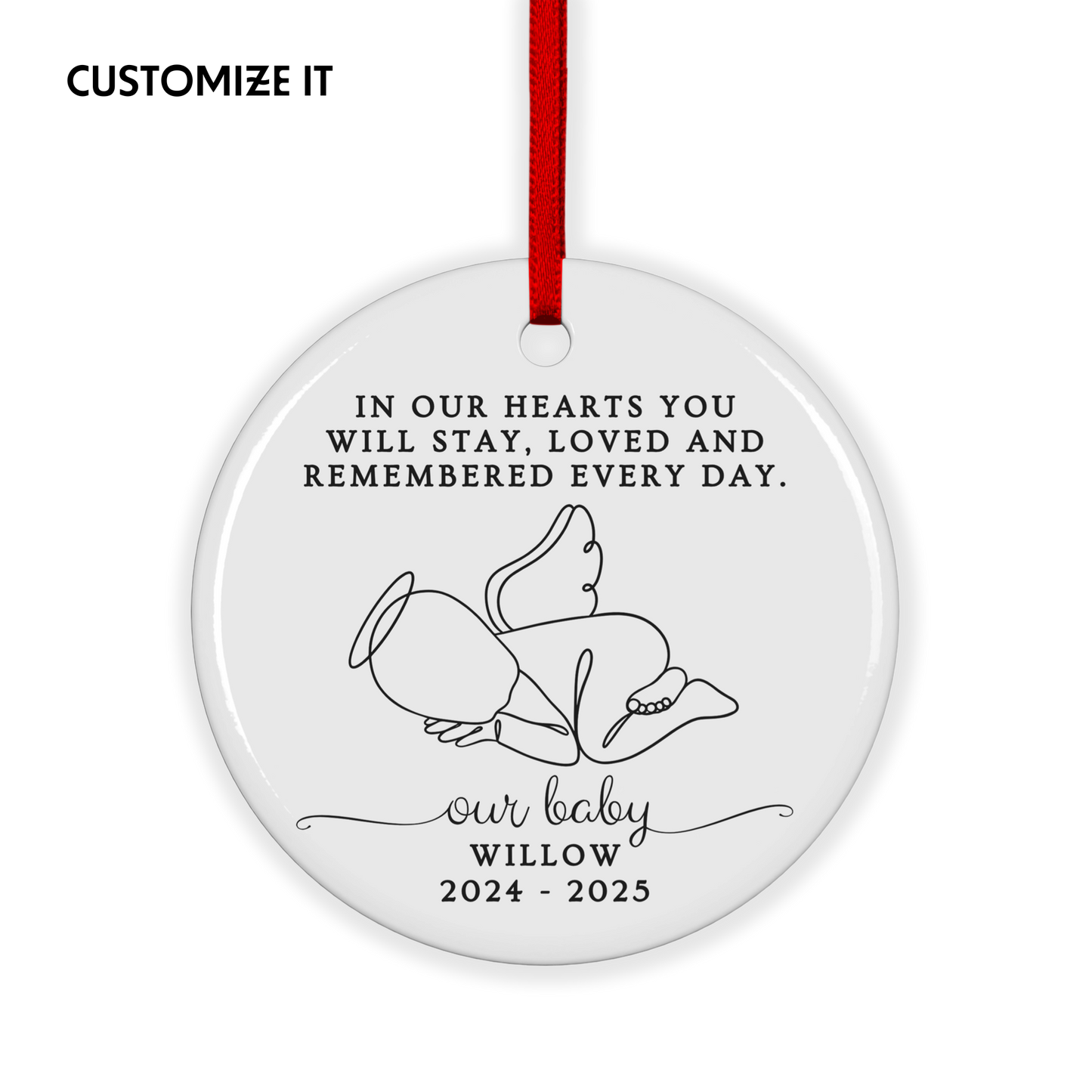 CUSTOM Baby Memorial Ceramic Christmas Ornament