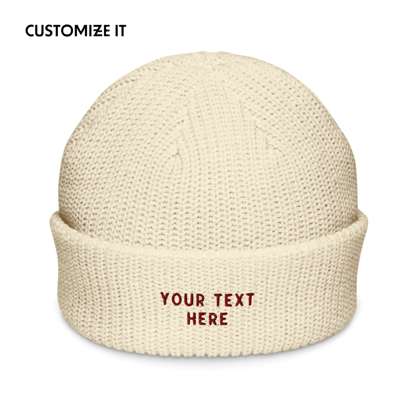 CUSTOM Text Embroidered Cable Beanie