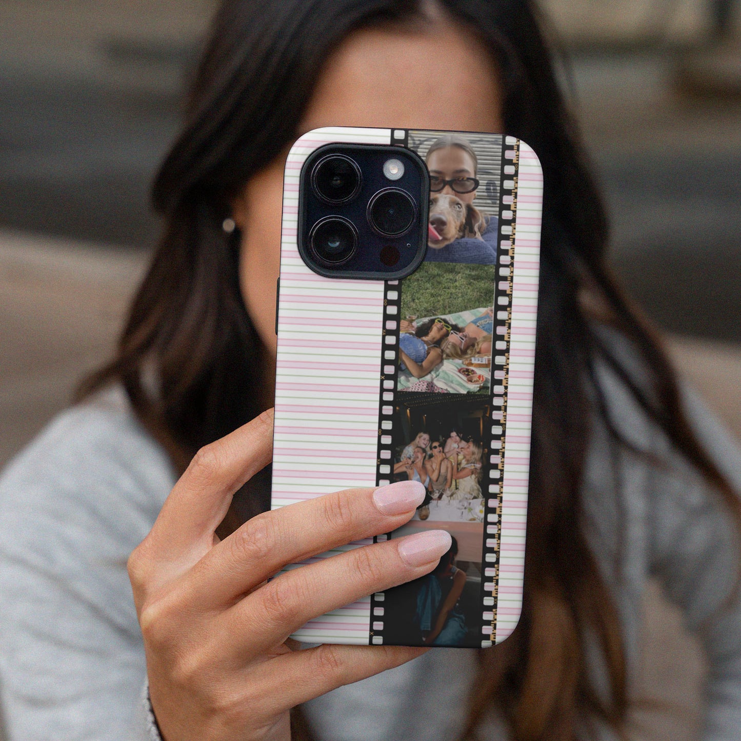 CUSTOM PHOTO Aesthetic Pinstripes iPhone Case