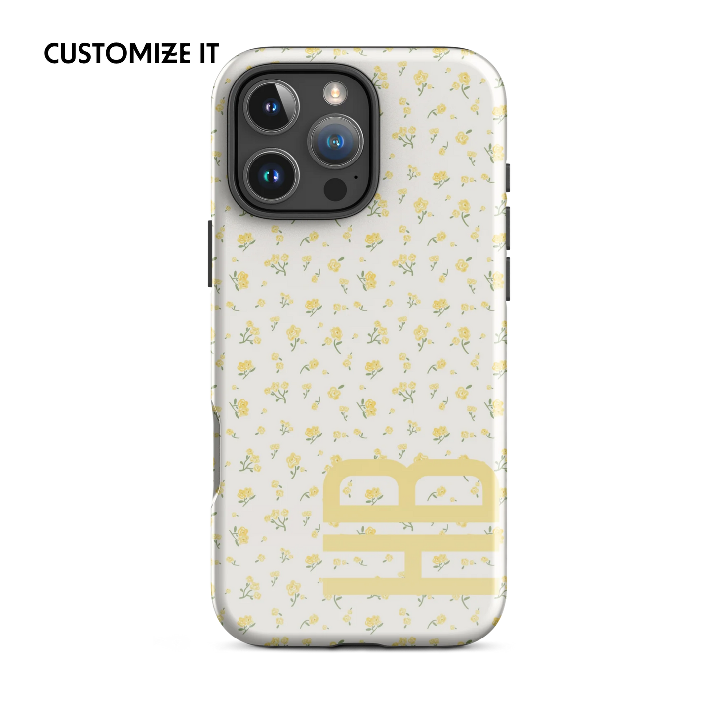 CUSTOM INITIALS Tiny Bloom Yellow Aesthetic iPhone Case