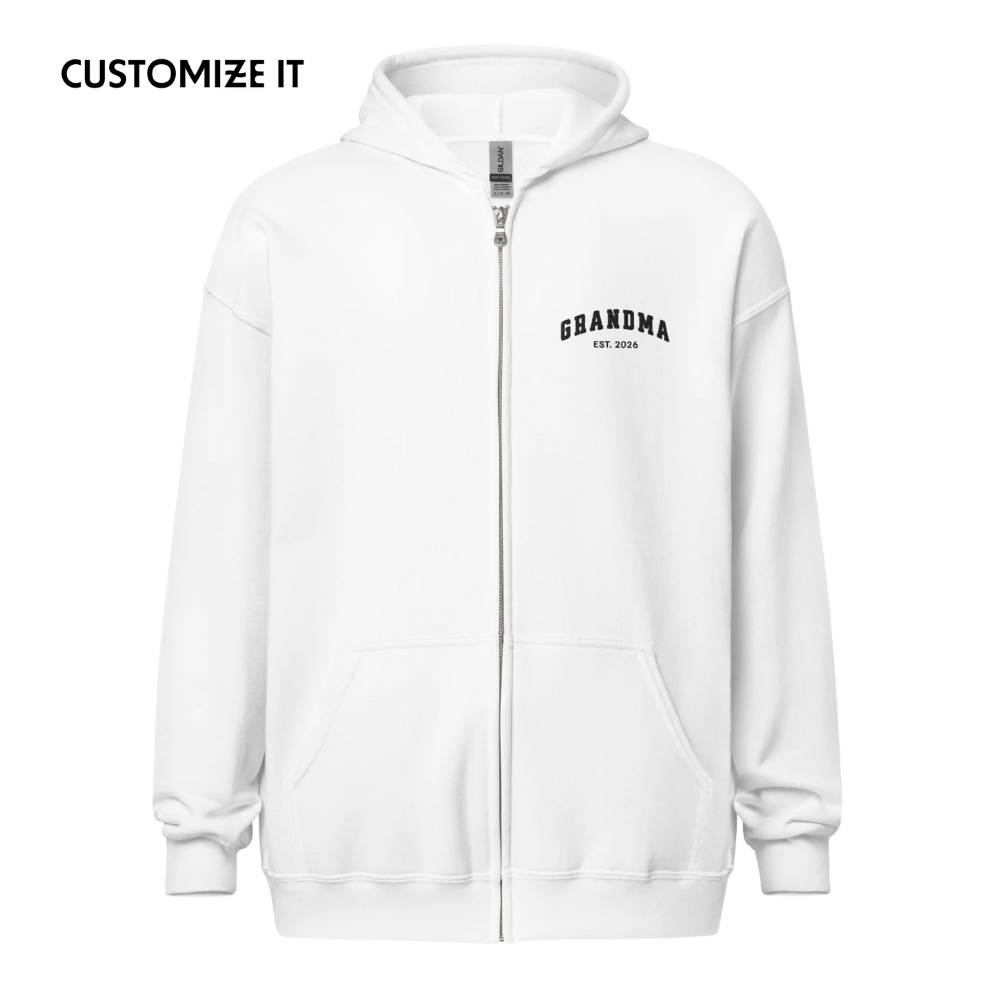 CUSTOM YEAR Grandma To Be Embroidered Zip-Up Hoodie