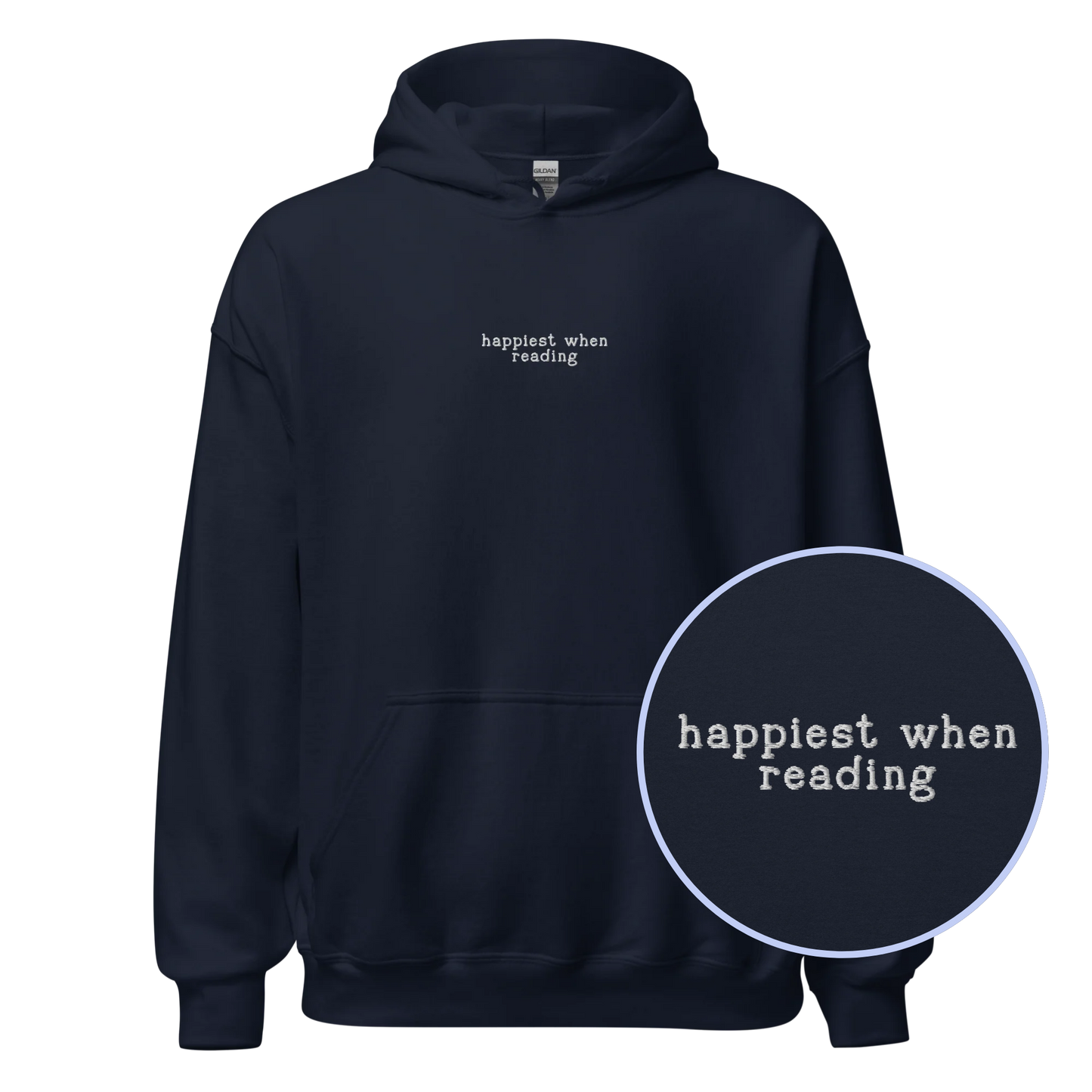 Happiest When Reading Embroidered Hoodie