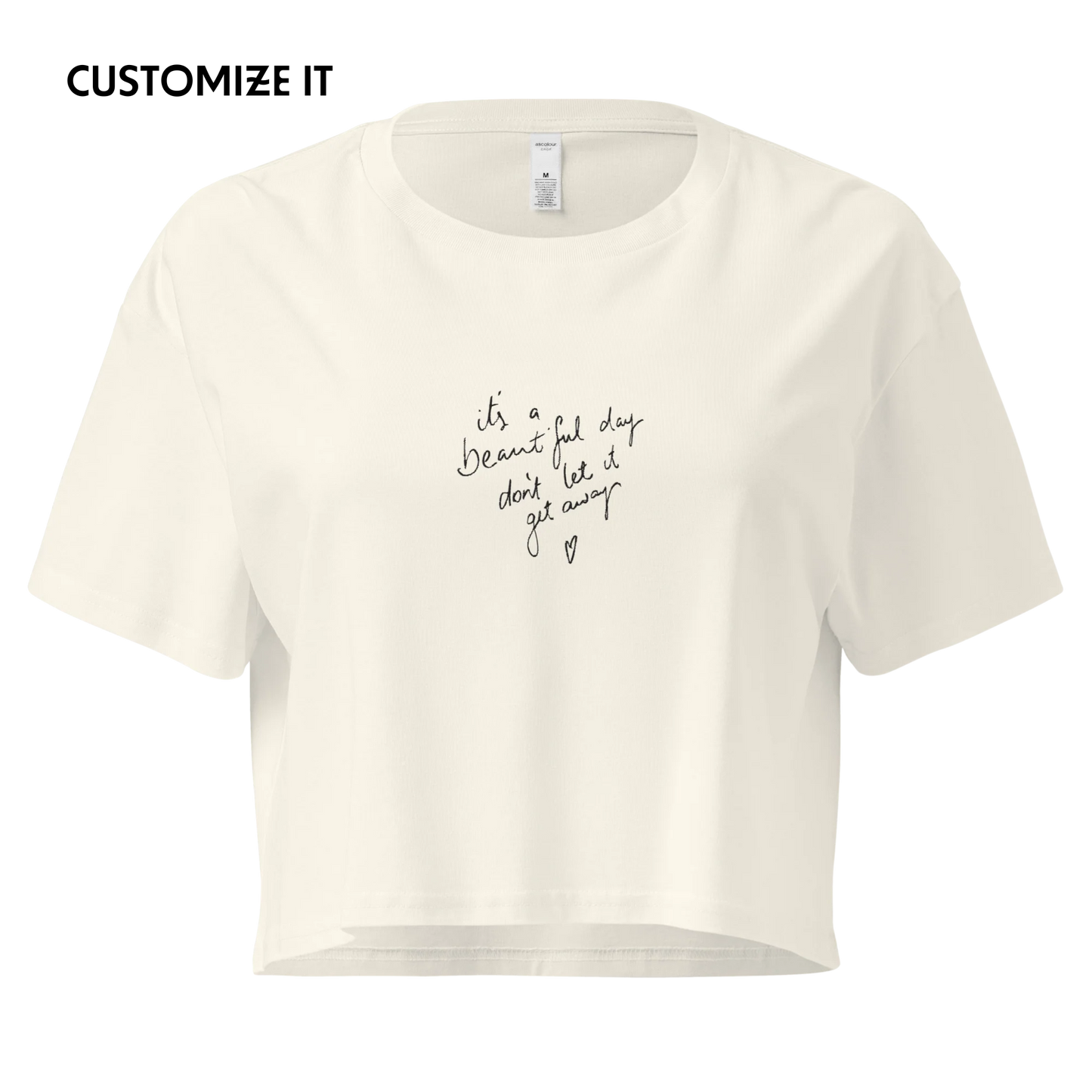 CUSTOM Your Handwriting Note Embroidered Crop Tee