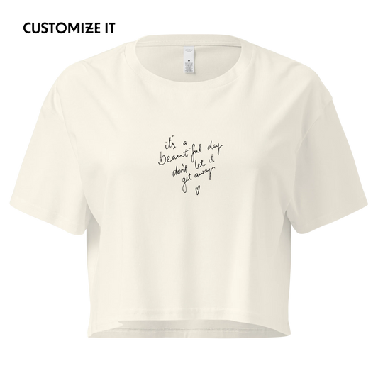 CUSTOM Your Handwriting Note Embroidered Crop Tee