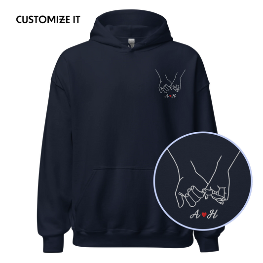 CUSTOM Couple Initials Embroidered Hoodie - Pinky Promise