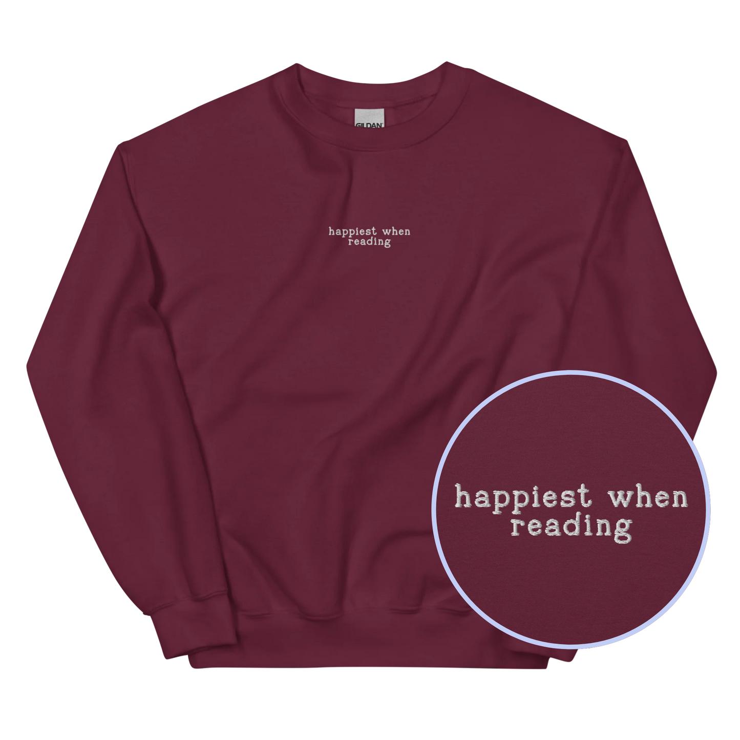 Happiest When Reading Embroidered Sweatshirt