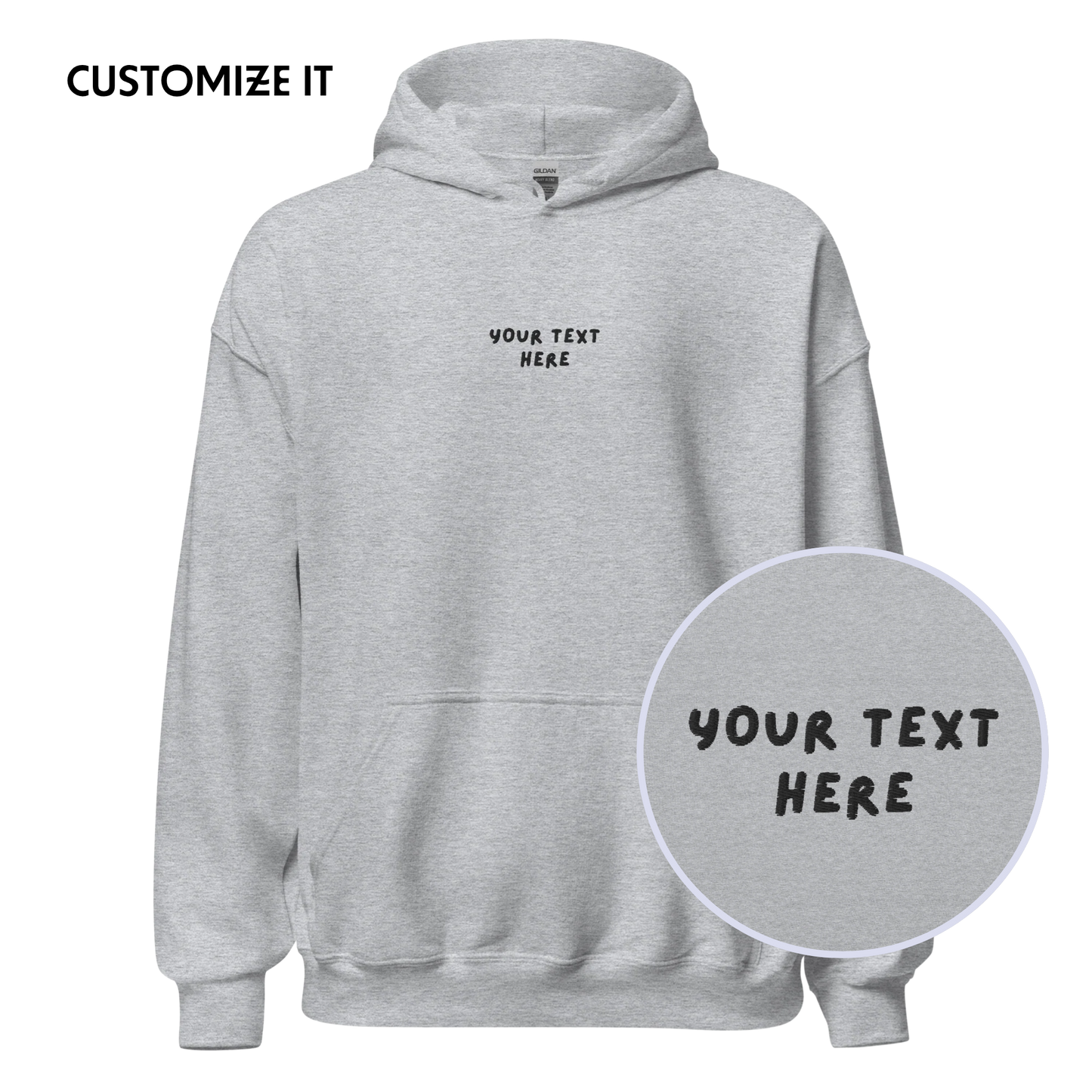 CUSTOM Your Text Playful Embroidered Hoodie