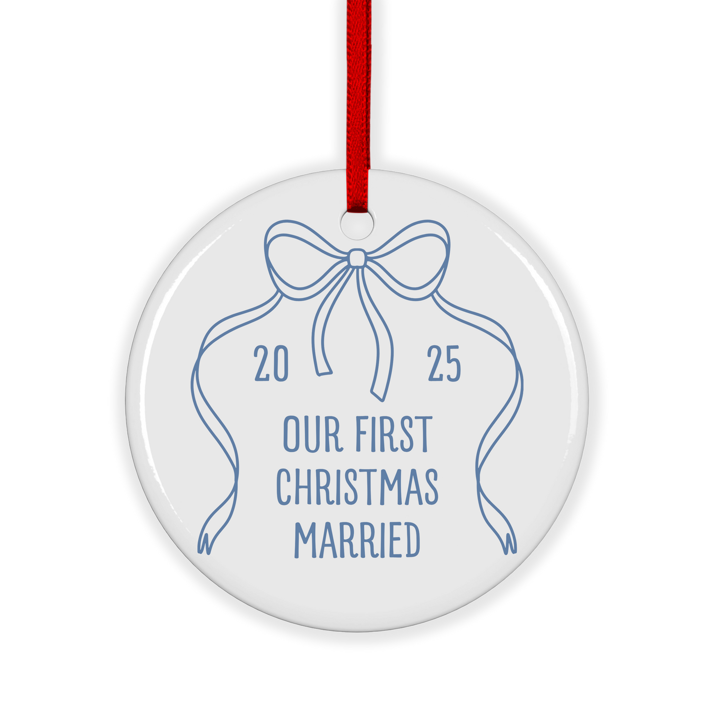 CUSTOM First Christmas Married Ceramic Christmas Ornament
