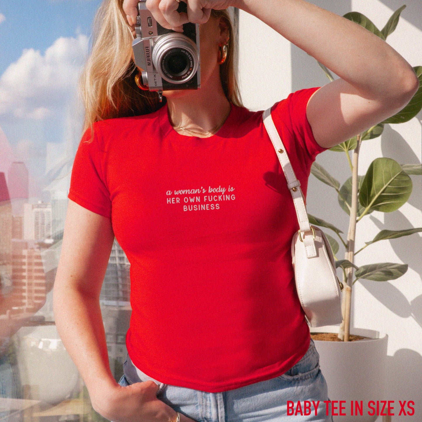 A Woman's Body Is Her Own Fucking Business Embroidered Baby Tee