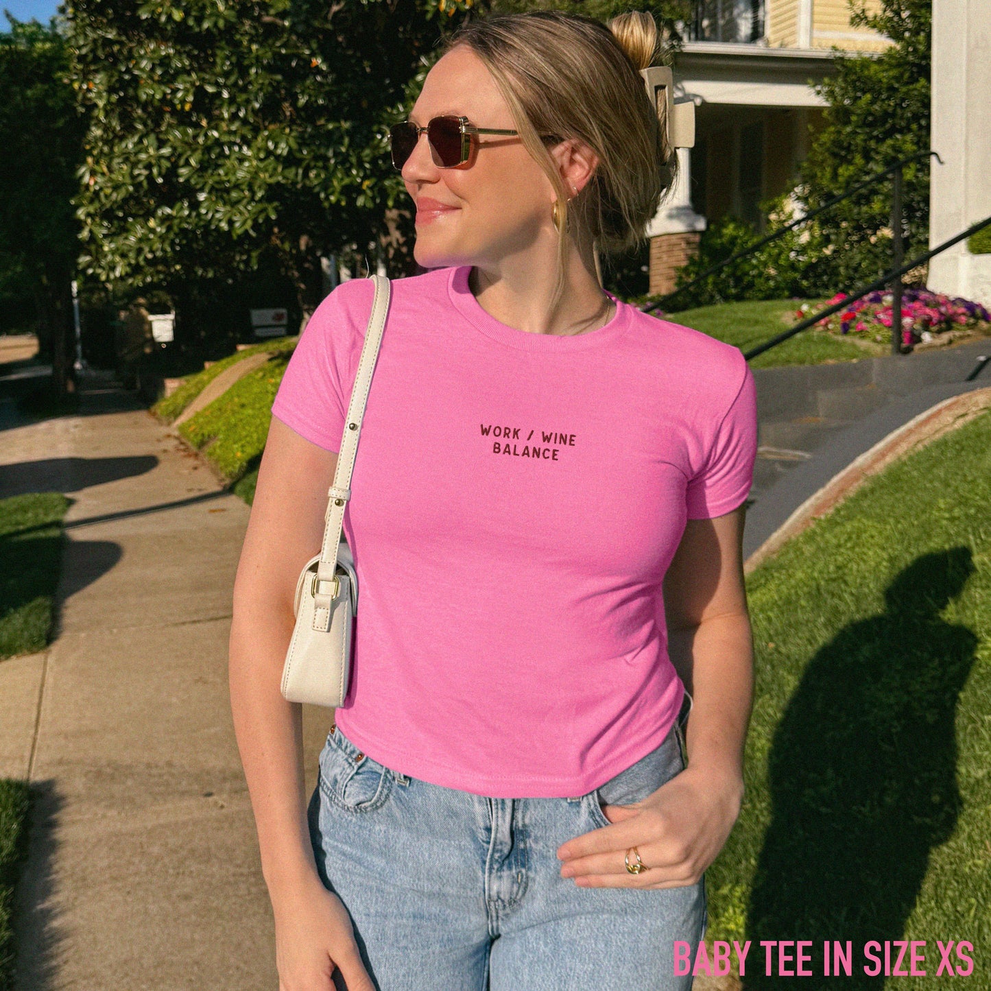 Work / Wine Balance Embroidered Baby Tee