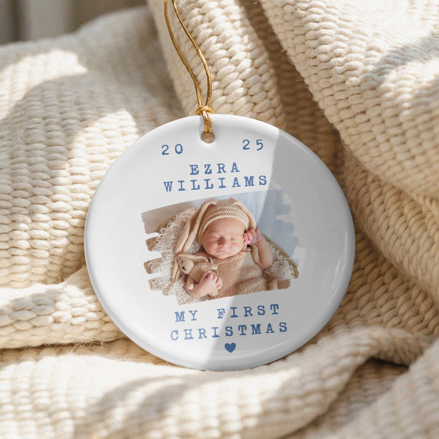 CUSTOM PHOTO My First Christmas Ceramic Ornament