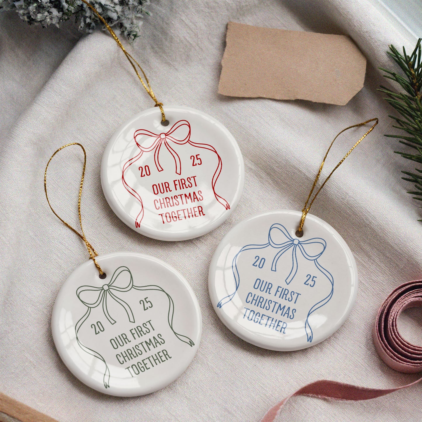 CUSTOM Our First Christmas Together Ceramic Christmas Ornament