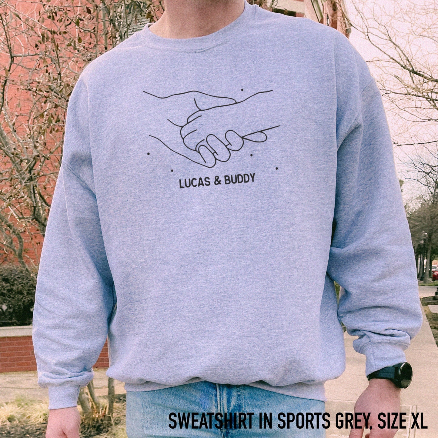 CUSTOM Dog & Owner Paw Hand Embroidered Sweatshirt