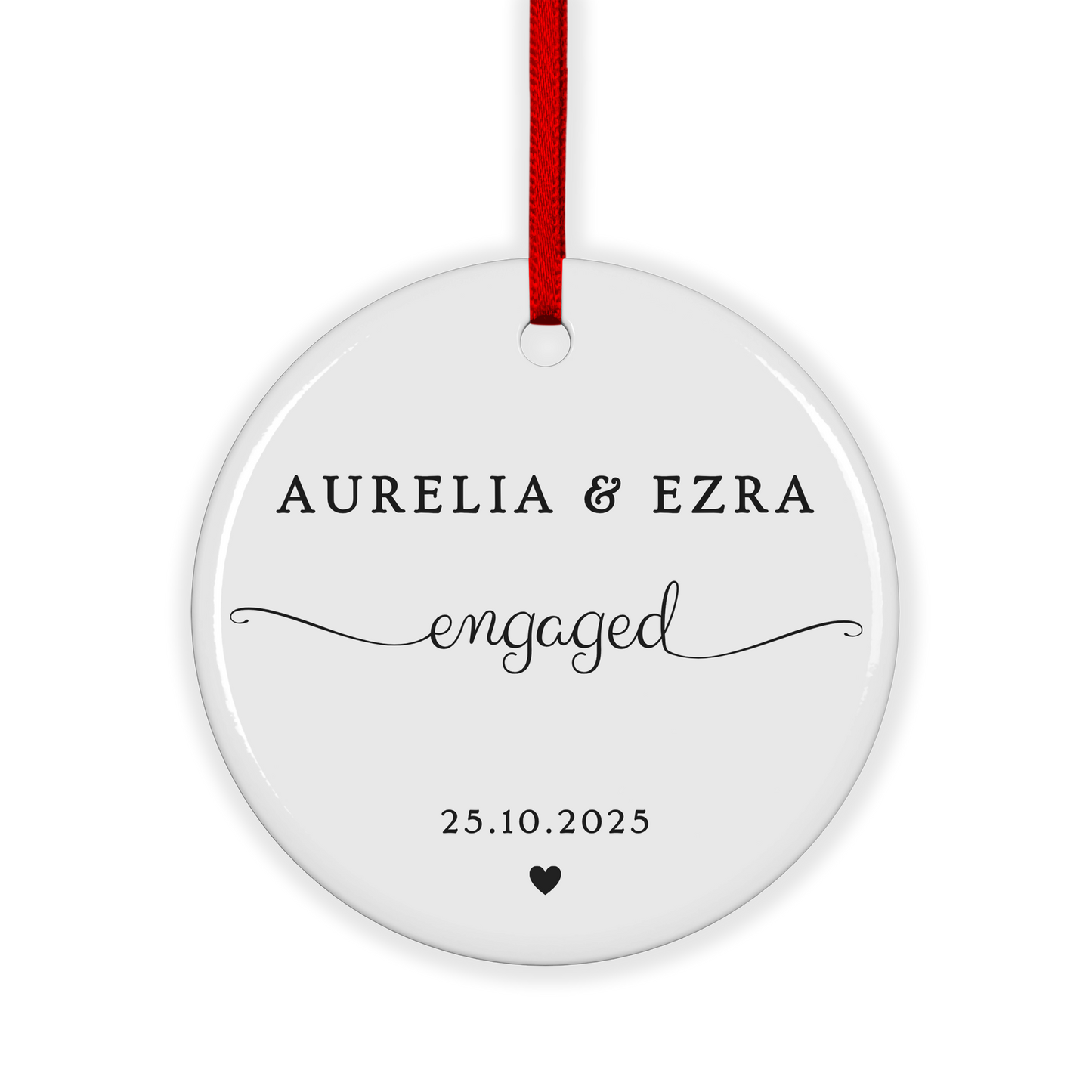CUSTOM Engagement Date Ceramic Christmas Ornament