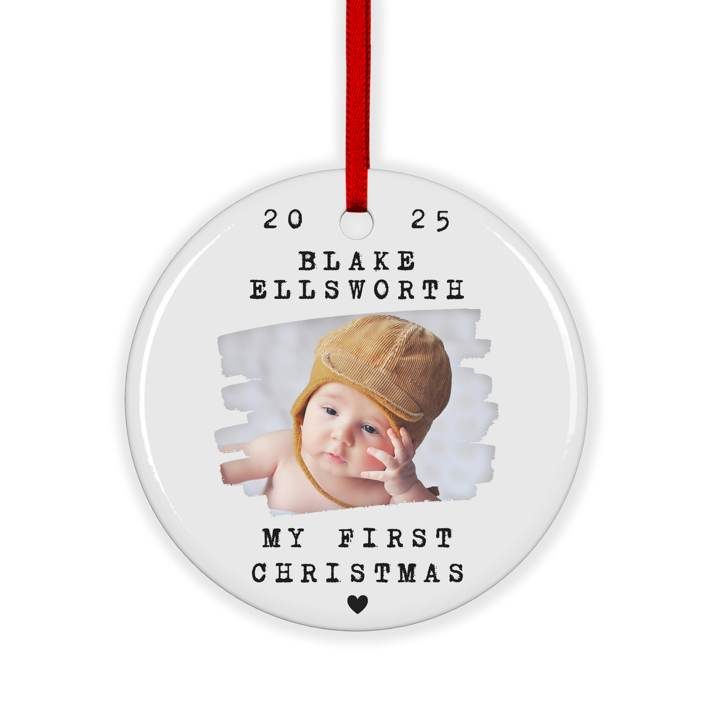 CUSTOM PHOTO My First Christmas Ceramic Ornament