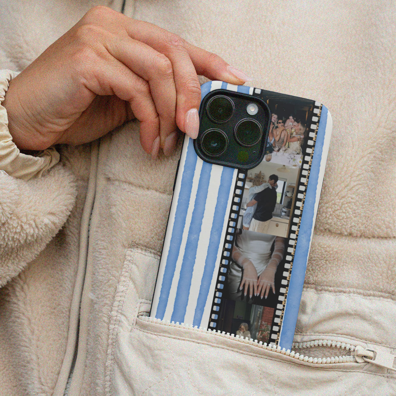 CUSTOM PHOTO Cloud Stripes Aesthetic iPhone Case