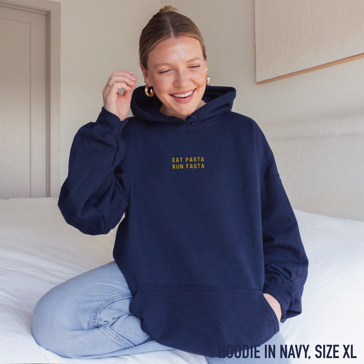 Eat Pasta Run Fasta Embroidered Hoodie
