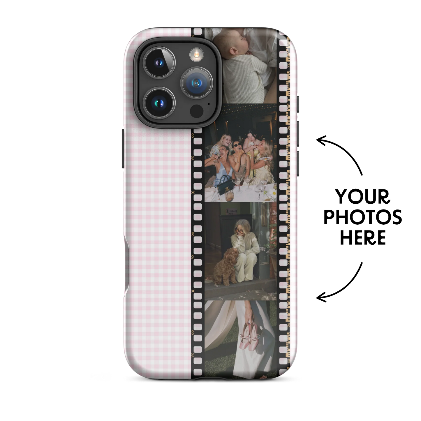 CUSTOM PHOTO Aesthetic Baby Pink Gingham iPhone Case