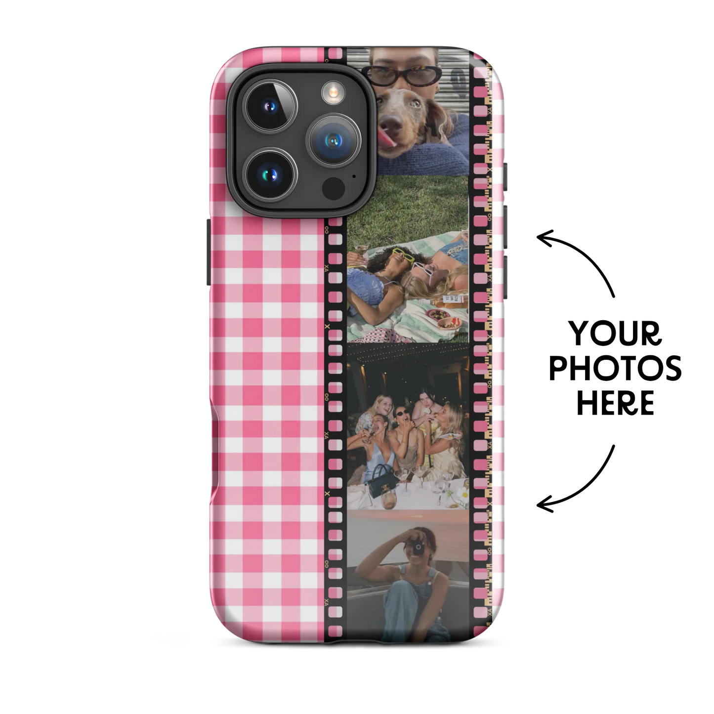 CUSTOM PHOTO Aesthetic Pink Gingham iPhone Case