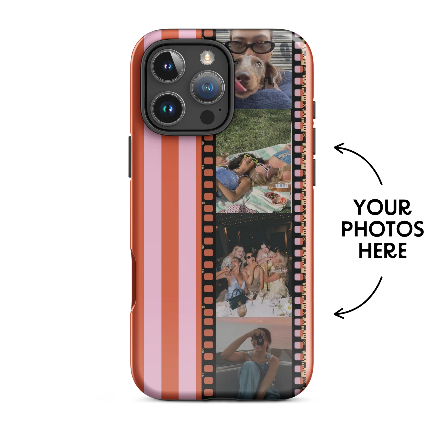 CUSTOM PHOTO Sweet Lines Aesthetic iPhone Case (Pink & Red)