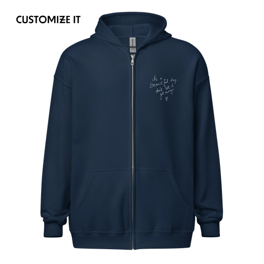 CUSTOM Your Handwriting Note Embroidered Zip-Up Hoodie