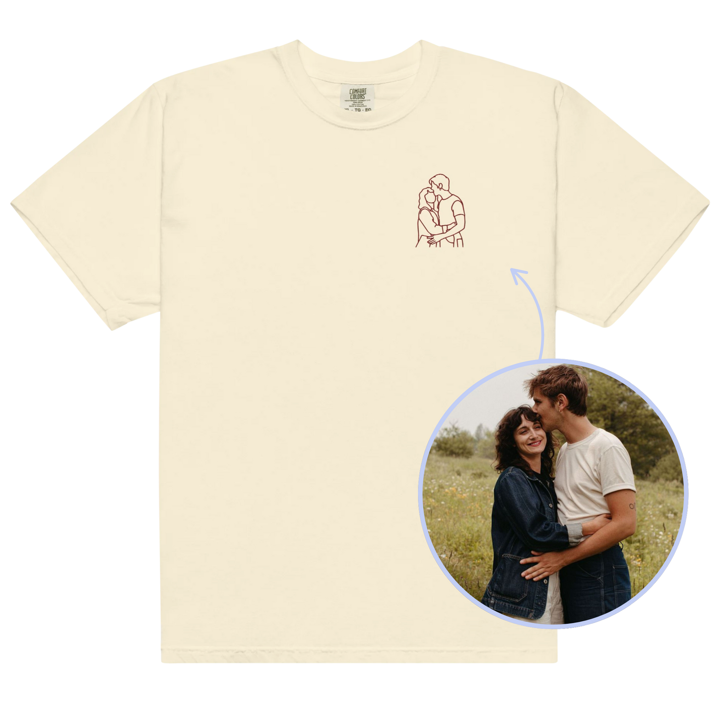 CUSTOM Embroidered Photo Portrait Classic T-Shirt
