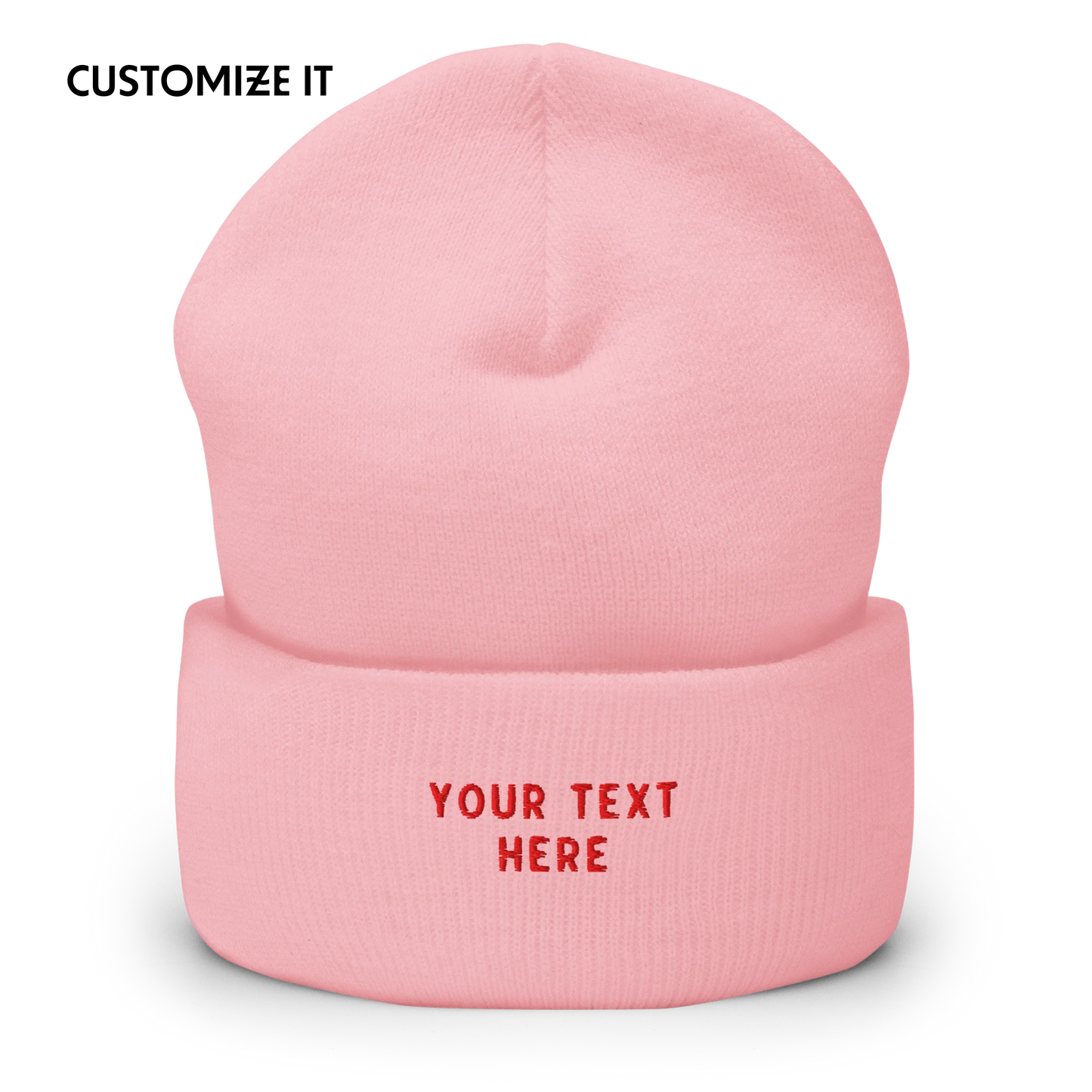 CUSTOM Text Embroidered Cuffed Beanie
