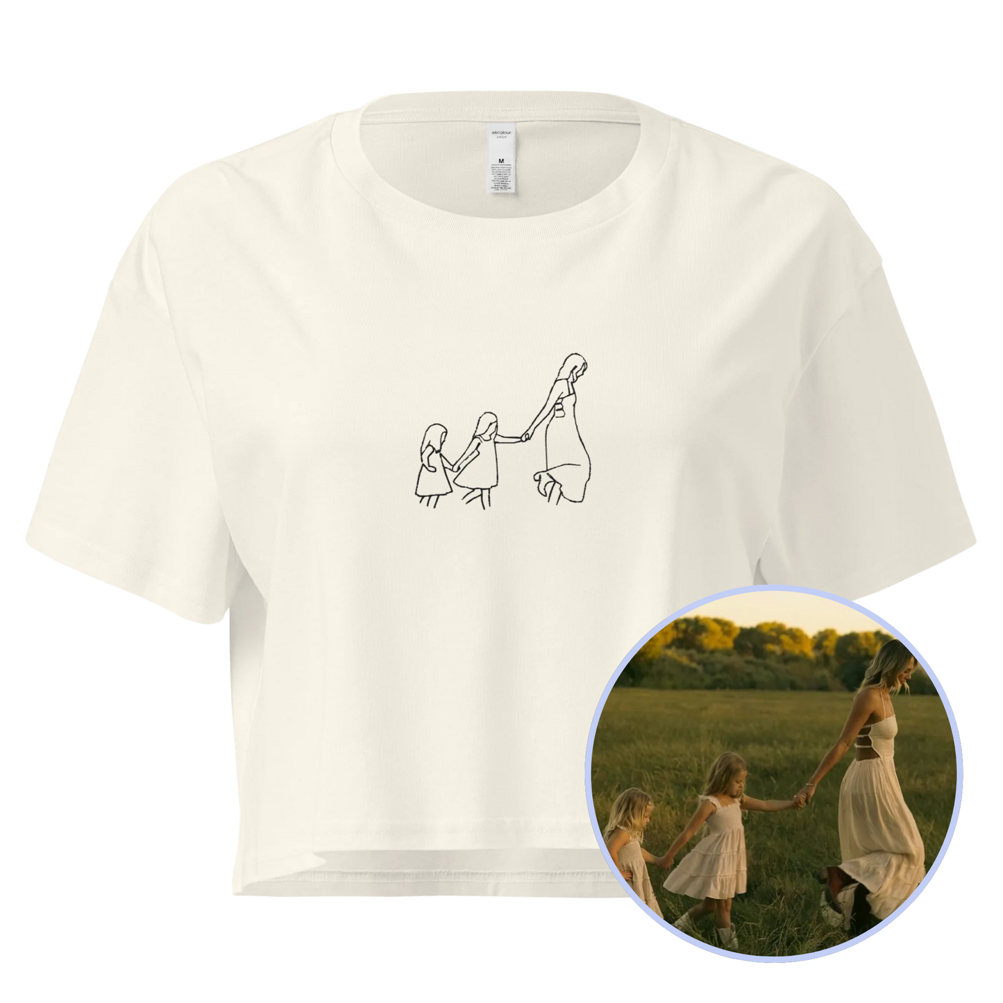 CUSTOM Embroidered Photo Portrait Crop Tee