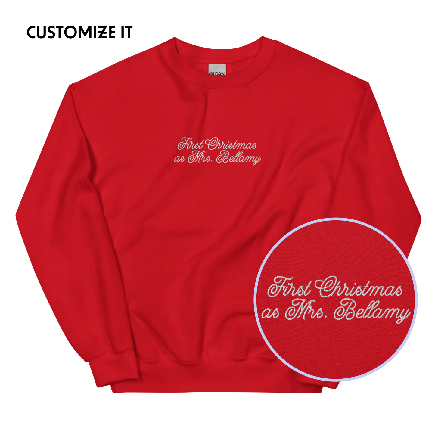 CUSTOM First Christmas as a Mrs. Surname Embroidered Sweatshirt