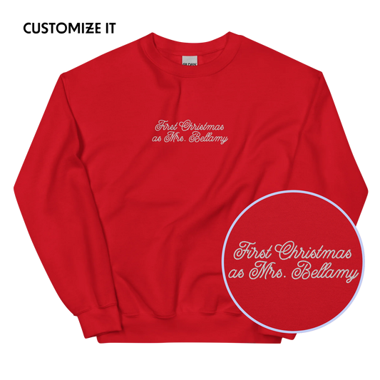 CUSTOM First Christmas as a Mrs. Surname Embroidered Sweatshirt