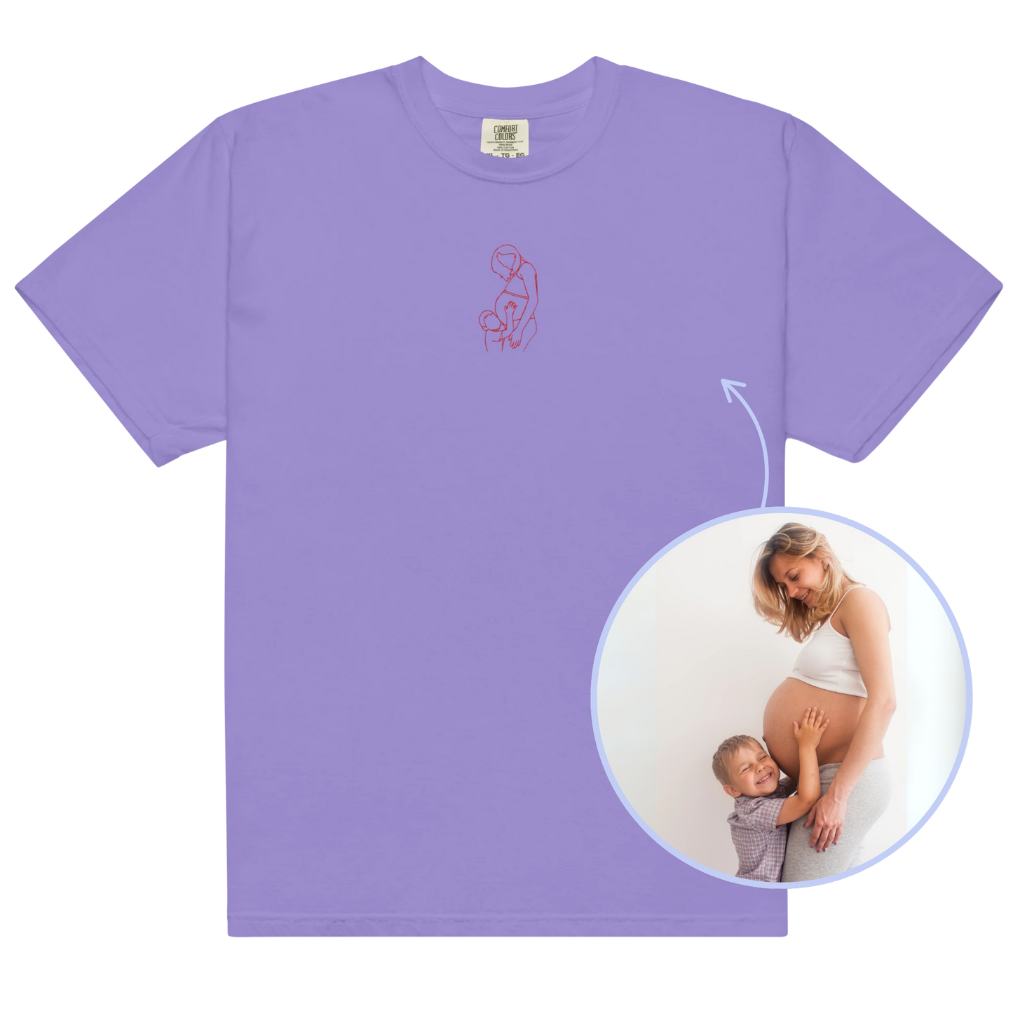 CUSTOM Embroidered Photo Portrait Classic T-Shirt