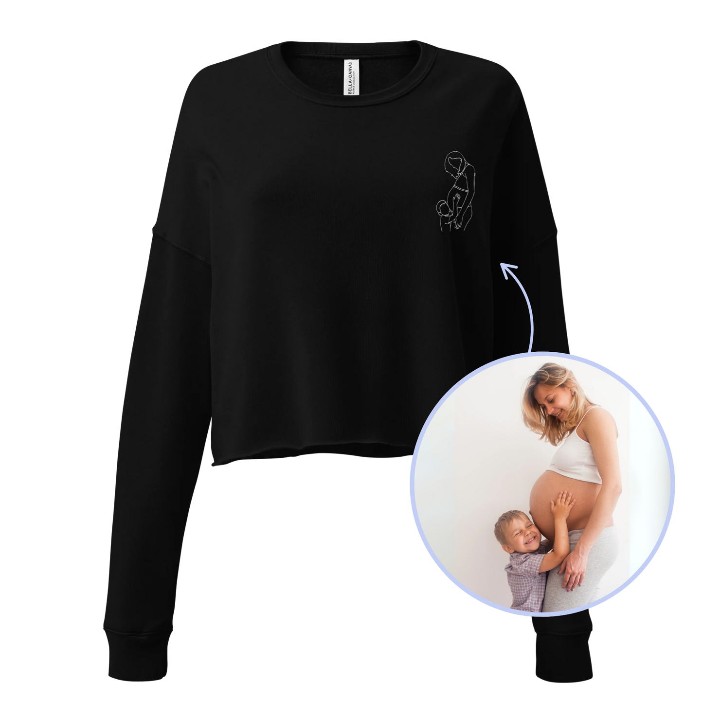 CUSTOM Embroidered Photo Portrait Crop Fleece Sweatshirt