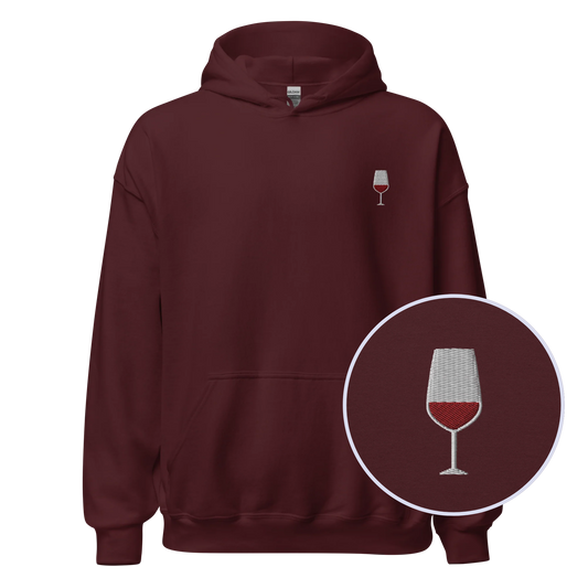 Red Wine Embroidered Hoodie