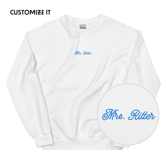 CUSTOM Mrs. Surname Embroidered Bride Sweatshirt