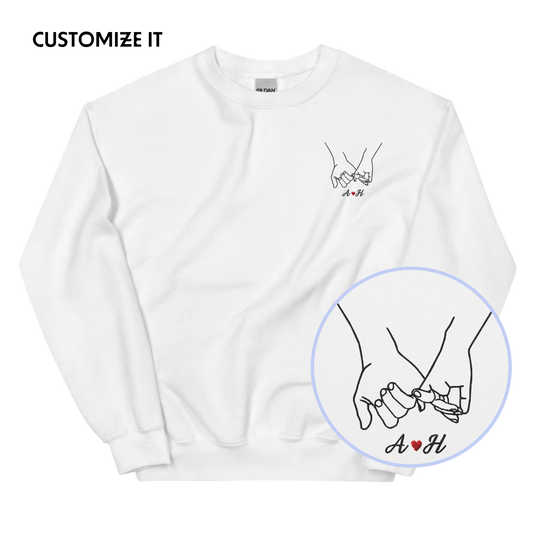 CUSTOM Couple Initials Embroidered Sweatshirt - Pinky Promise