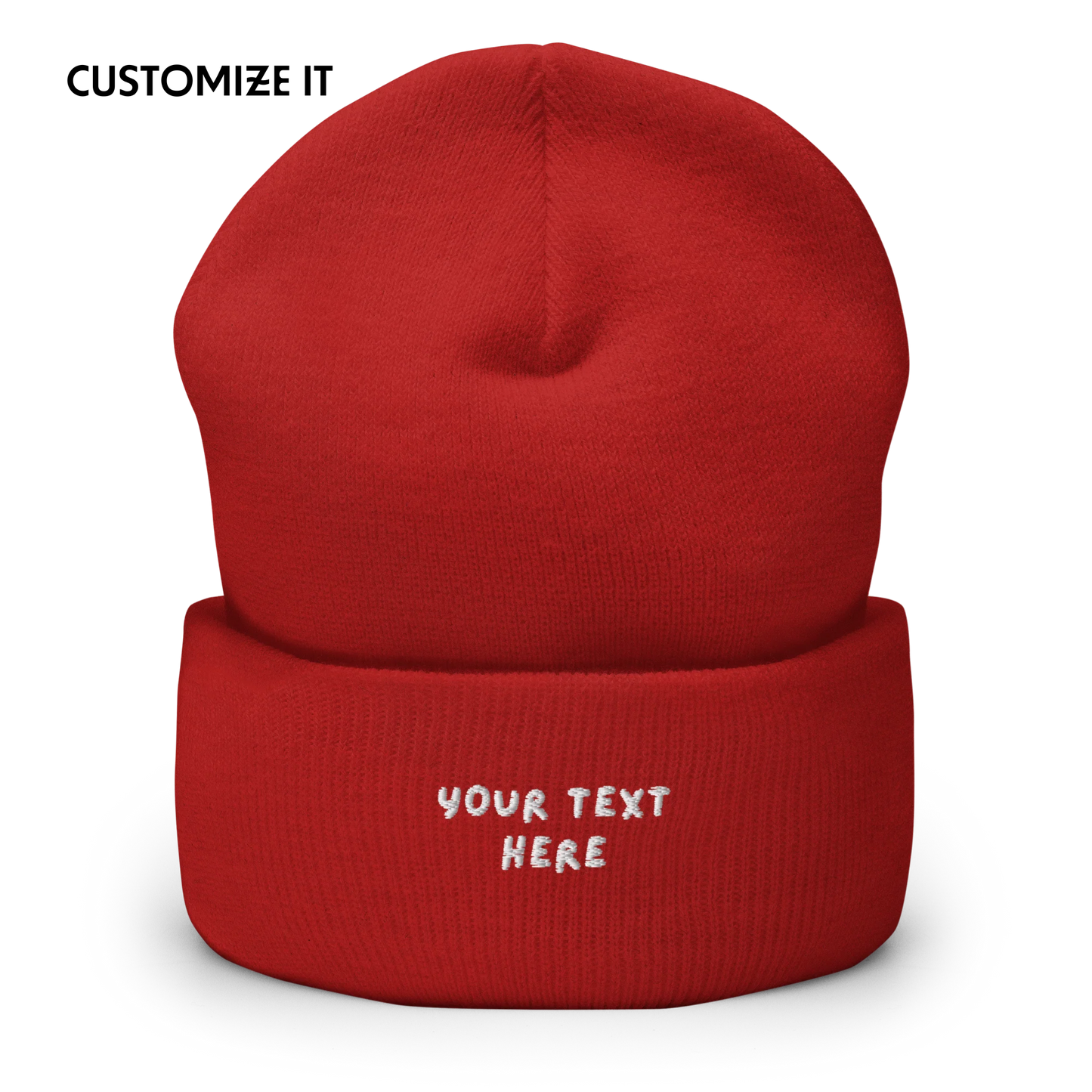 CUSTOM Text Playful Embroidered Cuffed Beanie